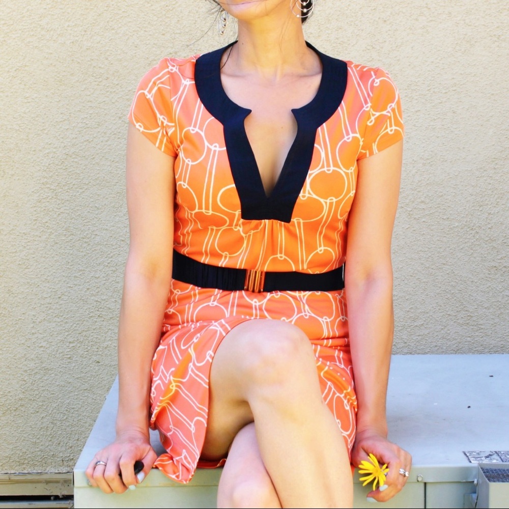 Trina Turk Belted Silk Dress